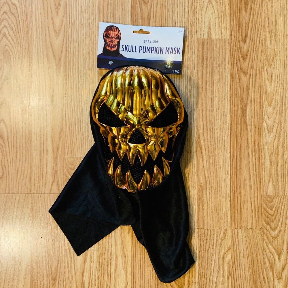 Skull pumpkin mask full cover chrome plastic fun